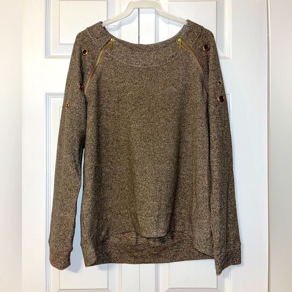 Brown sweater with zippers- super soft!